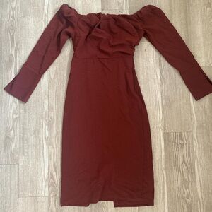 Brown off the shoulder dress